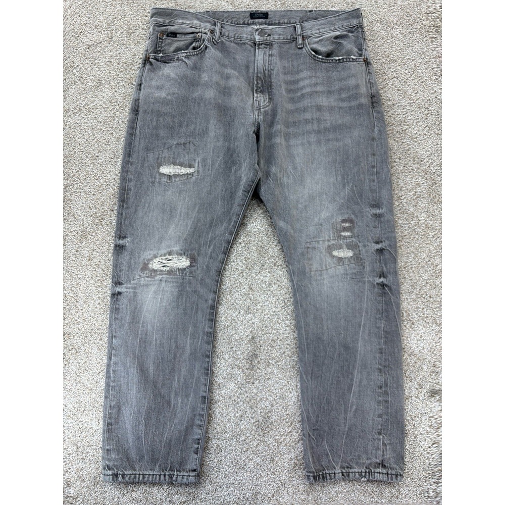 Polo Ralph Lauren Brennan Repaired Sullivan Slim Jeans Mens 40x30 Gray Rope Dyed